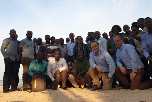 The EDI and Mathematica teams  after dinner along the shores of Lake Victoria.