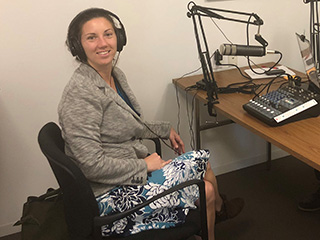 Kat Klosek in the Mathematica podcast studio