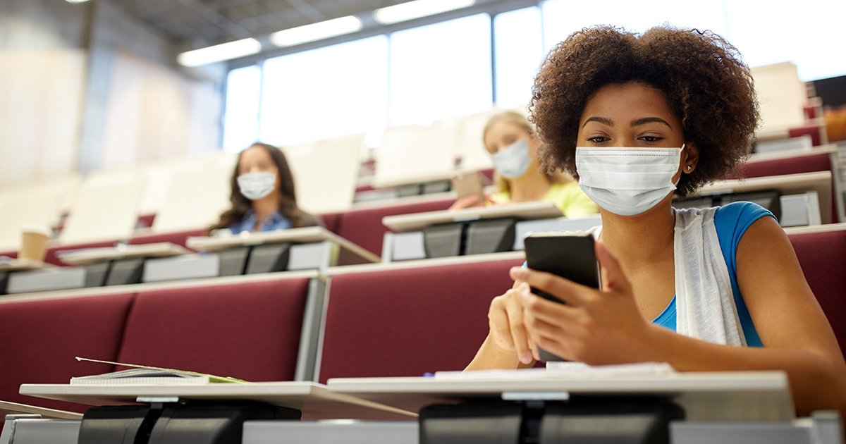 College students in class during the pandemic