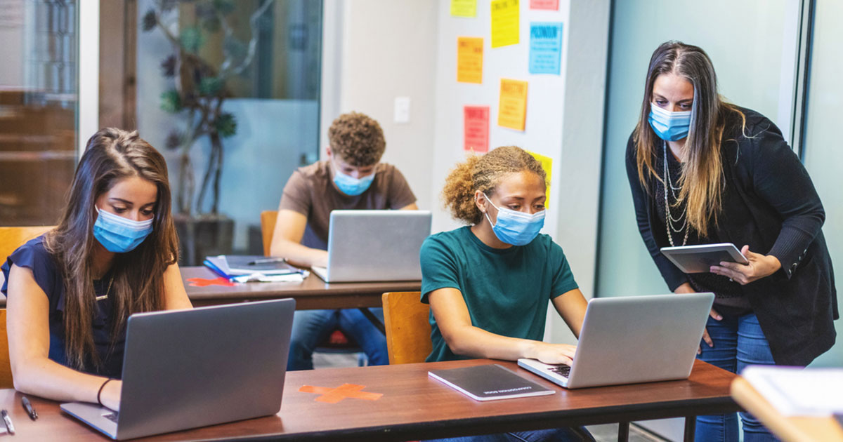 Students in a classroom during the pandemic