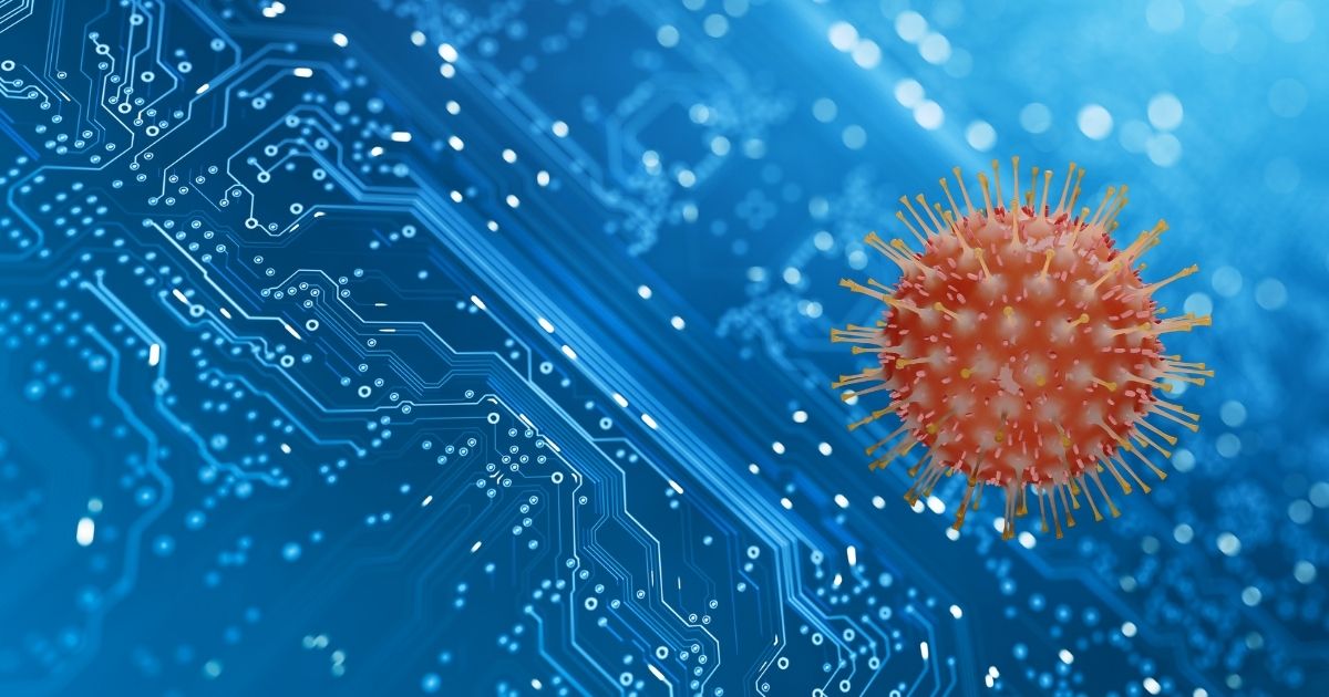 digital art coronavirus on a processor