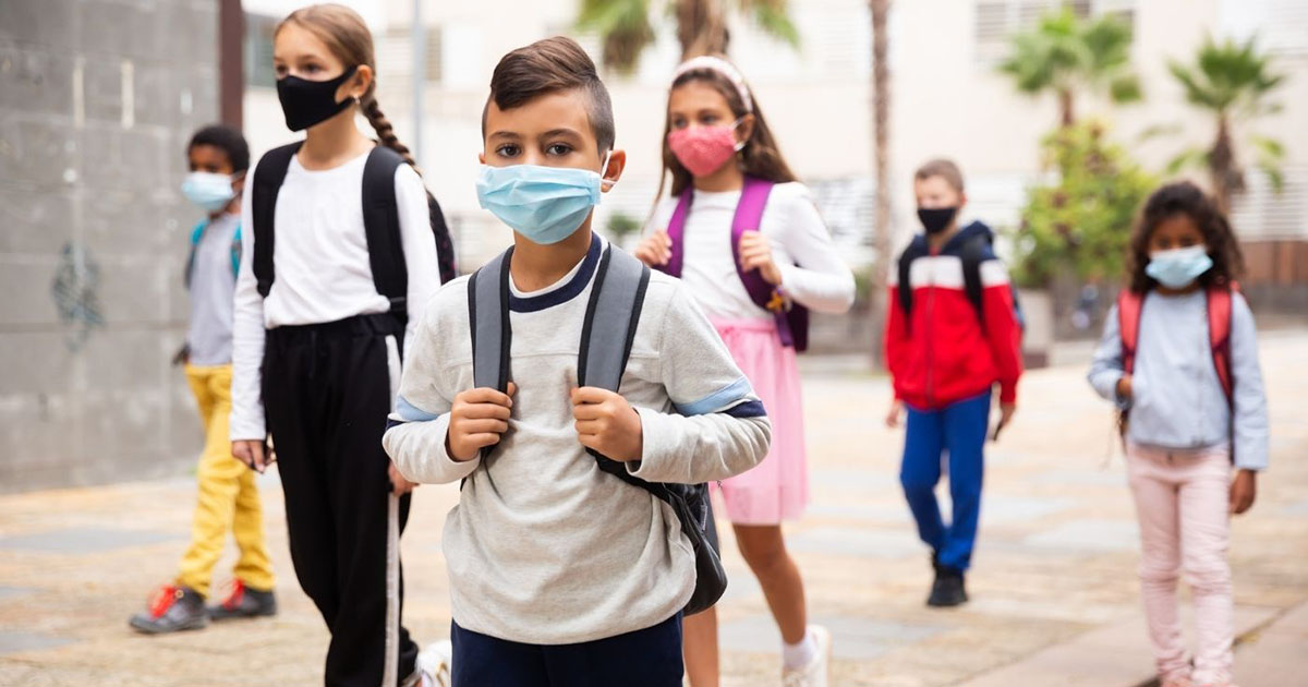 Students going to school