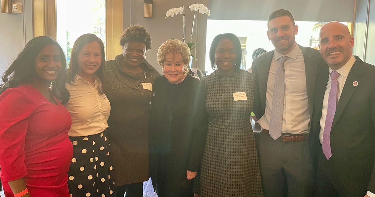 From left to right: Rashi Romanoff, Amy Gehrke, Kimberlin Butler, Senator Elizabeth Dole, Cleo Jacobs Johnson, Steven Malick, and Steve Schwab