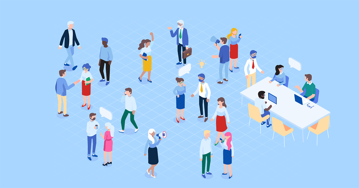Illustration of professionals networking