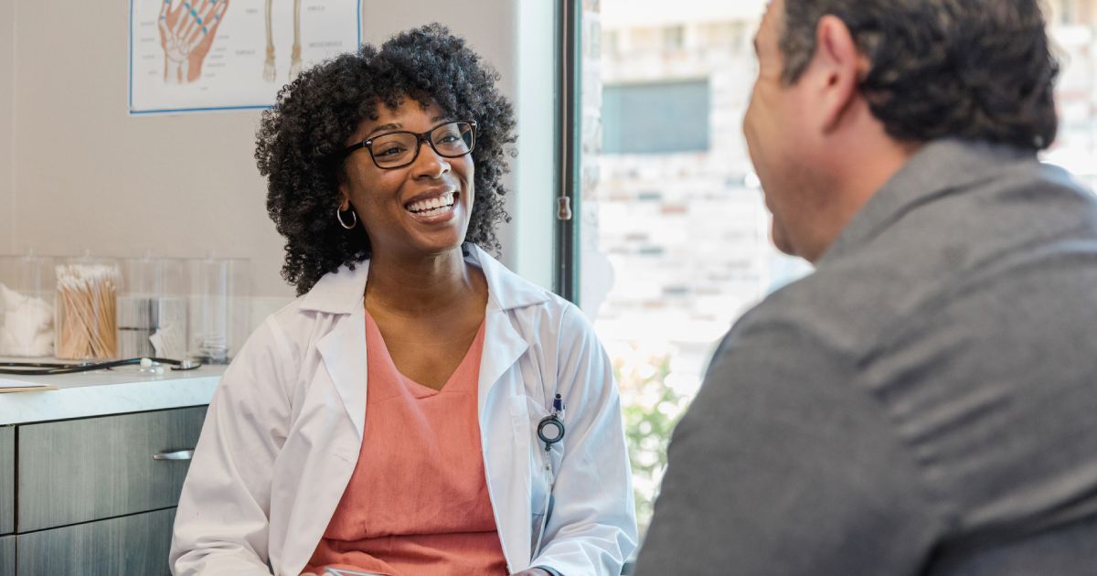 The nurse meets with the patient prior to the doctor entering the room for testing.