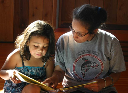 Mother and child reading