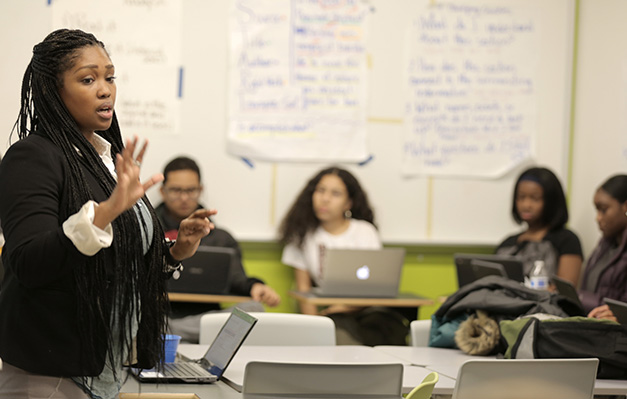 Teacher in a classroom with students