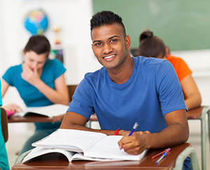 High school student in classroom