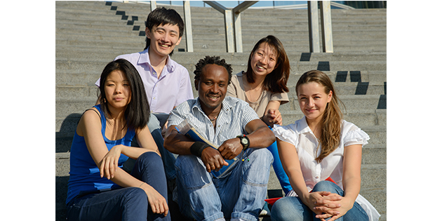 College students sitting on steps College students sitting on steps