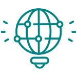 Icon of a globe-shaped interconnected network of nodes