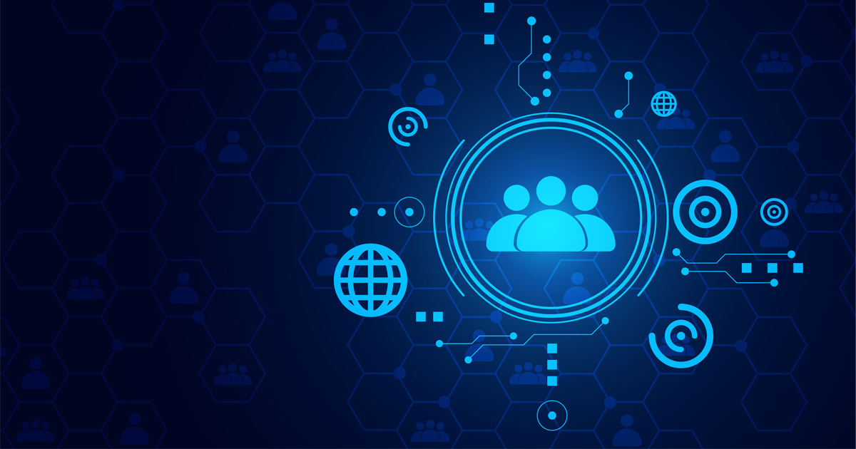 Networks and connectivity in the cyber age stock illustration.