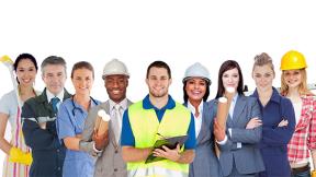 Group of workers from different professions standing
