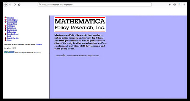 Screenshot of Mathematica's website in 1998