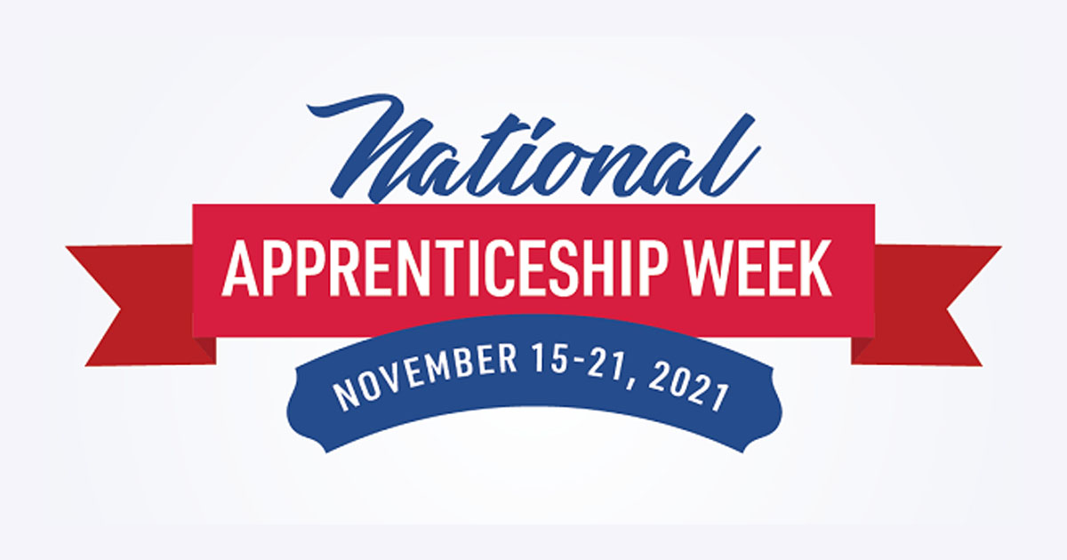 Logo for National Apprenticeship Week, November 15 - 21, 2021