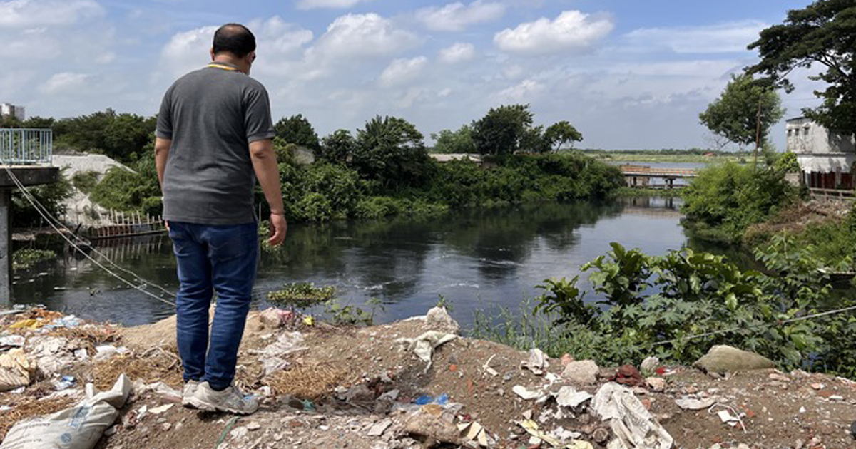 A wastewater sampling site in Dhaka, Bangladesh.