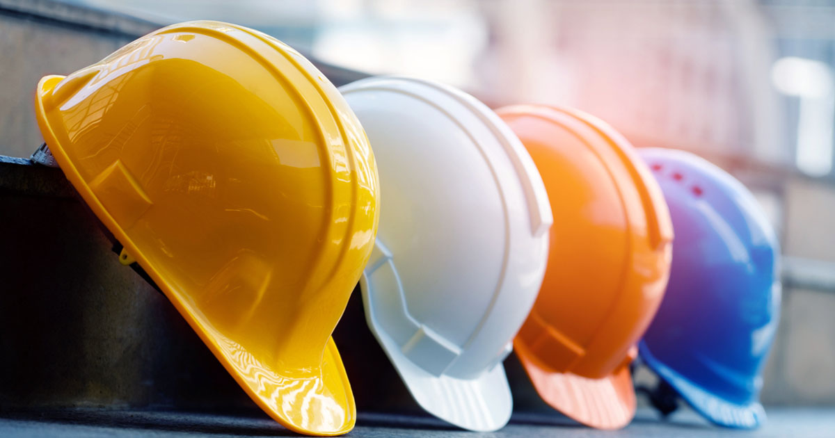 Four hard hats