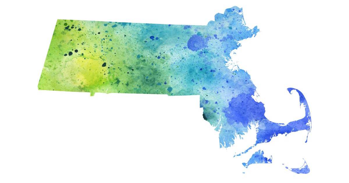 water color map of Massachusetts