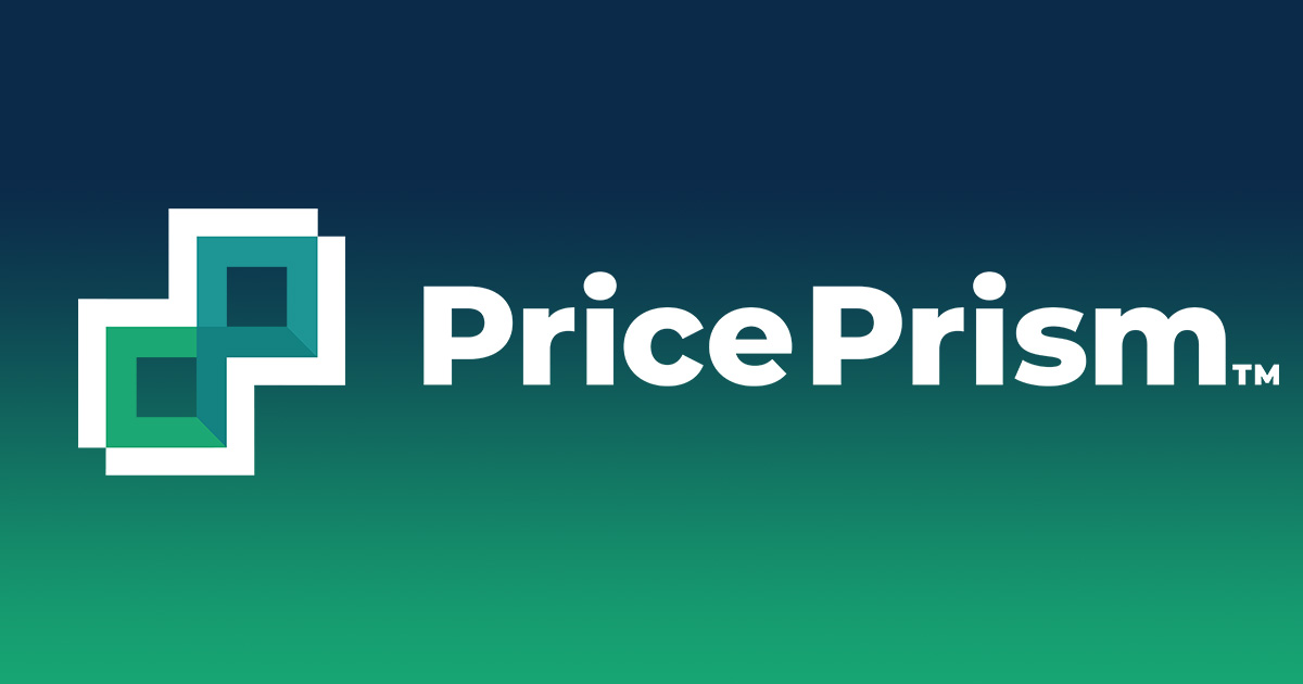 Logo reading "PricePrism" with a geometric design
